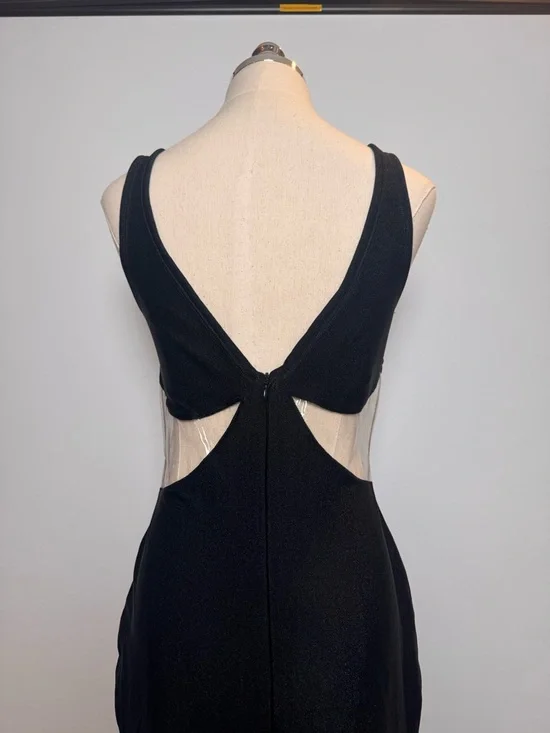 Vintage Versace Black Long Jersey Dress w/ PVC Inserts – Size 44 - Picture 8 of 11